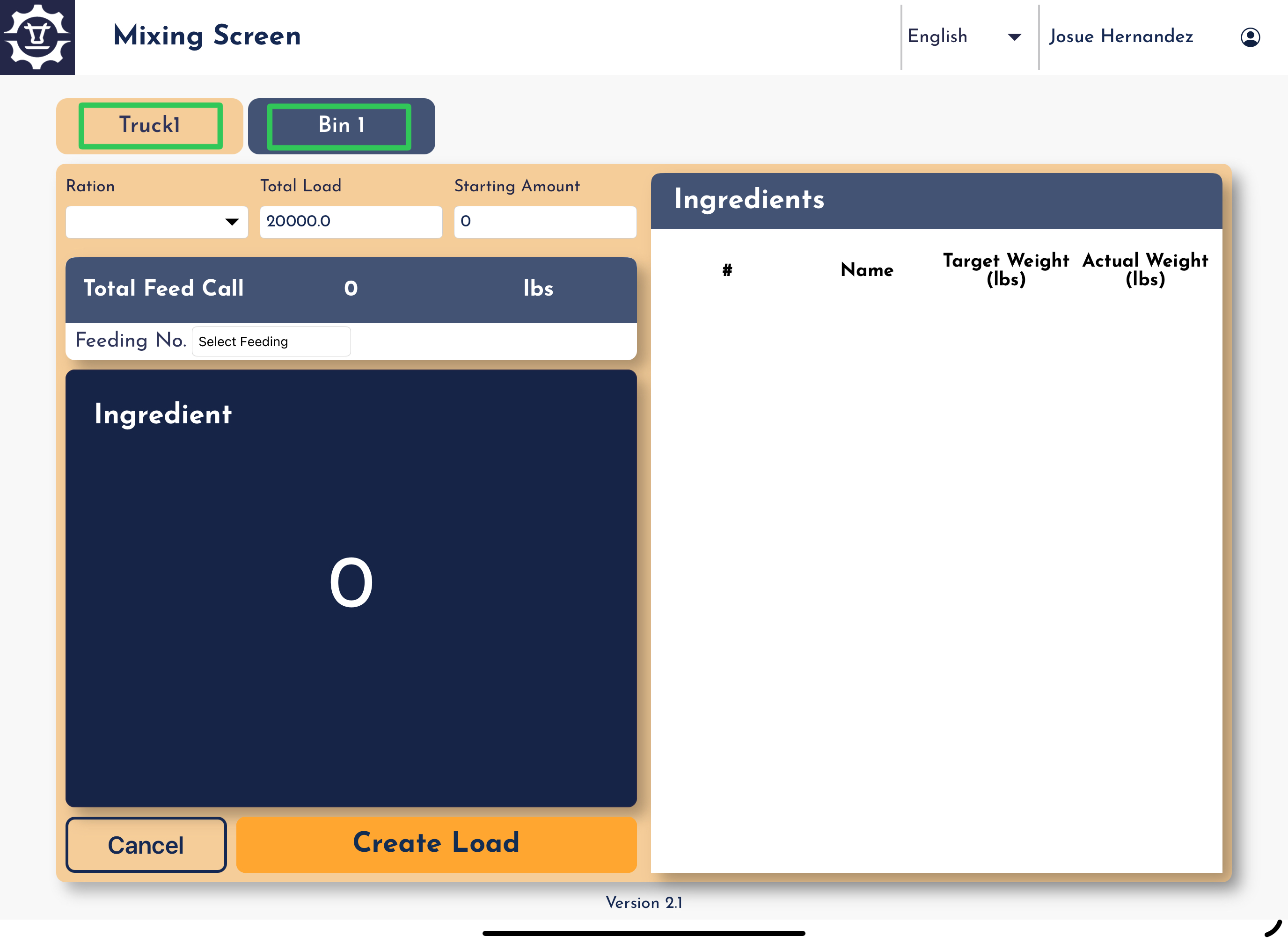 Select singular bin/truck iPad App
