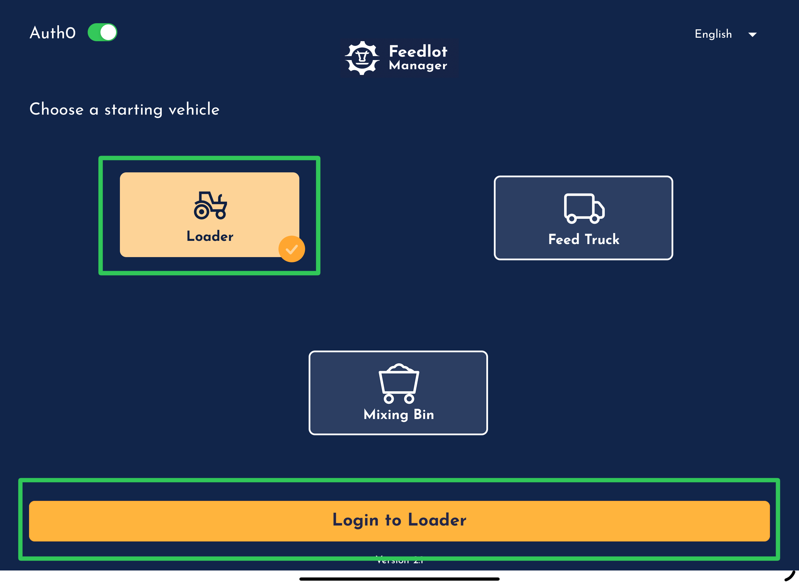 Logging into Loader iPad App
